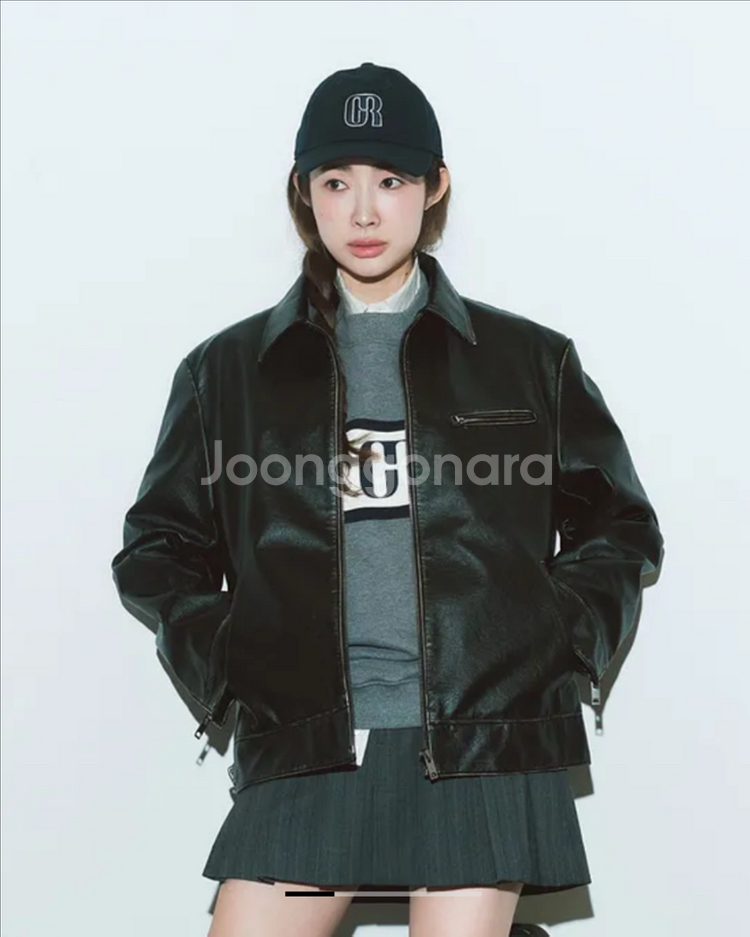 그로브 GROSS 레더 자켓 빈티지 하프 가죽코트--0