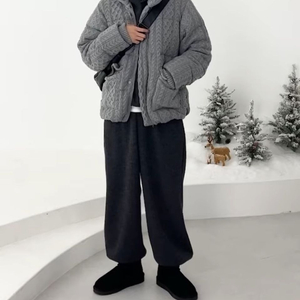 케이블 니트 패딩