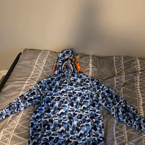 베이프 ABC 카모 샤크 풀 집 후드 xxxl 블루색