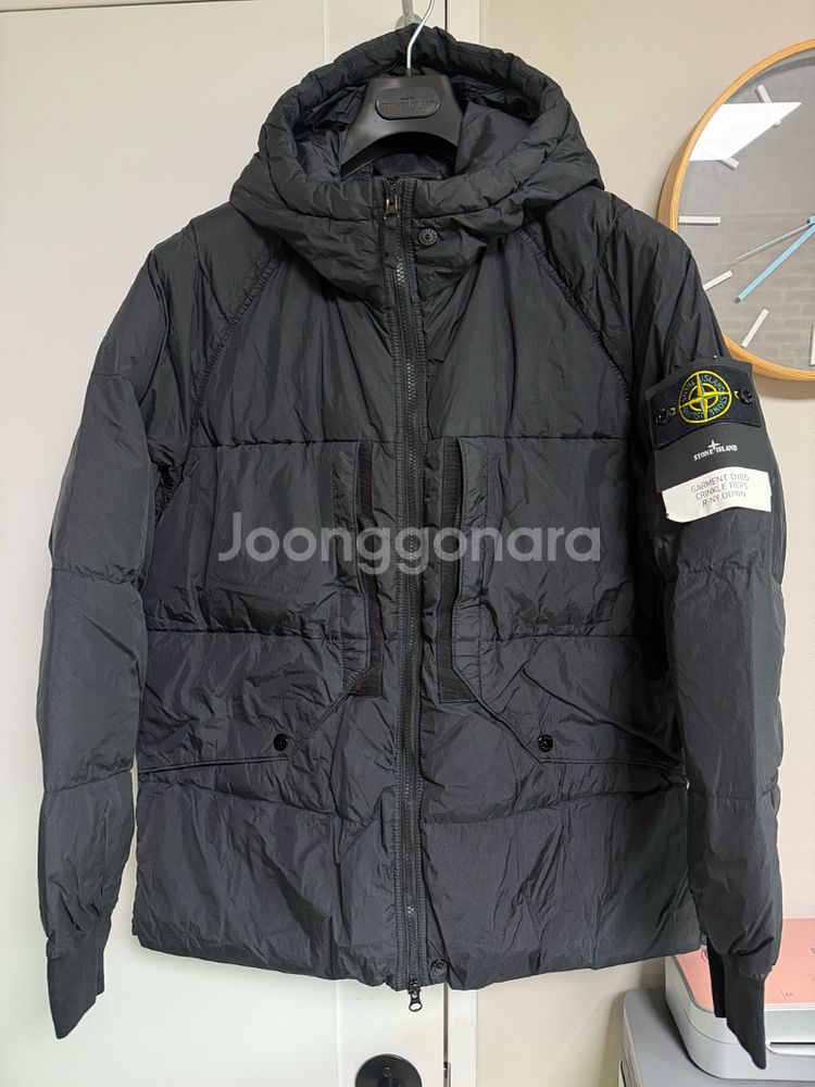 [L] 스톤아일랜드 23FW 블랙 크링클랩스 후드 패딩--0