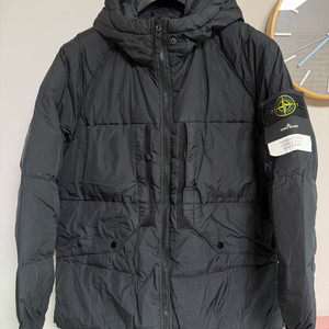 [L] 스톤아일랜드 23FW 블랙 크링클랩스 후드 패딩