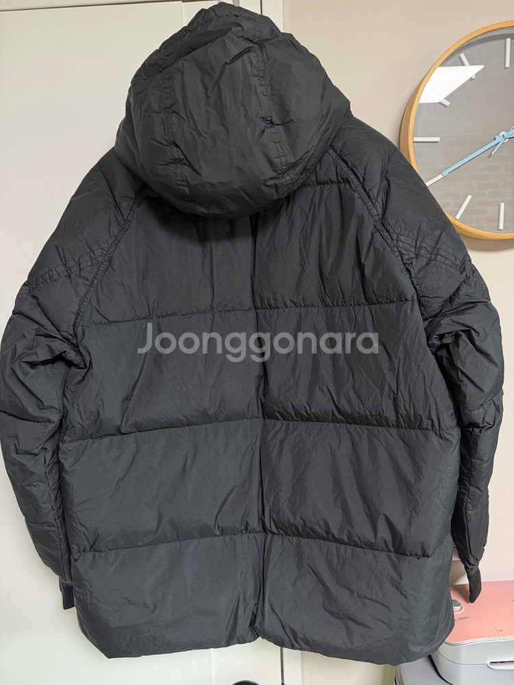 [L] 스톤아일랜드 23FW 블랙 크링클랩스 후드 패딩--6