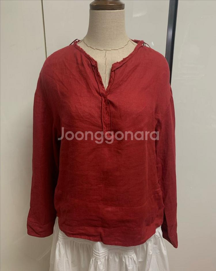 마시모두띠 레드 브이넥 긴팔 블라우스 봄가을블라우스--5