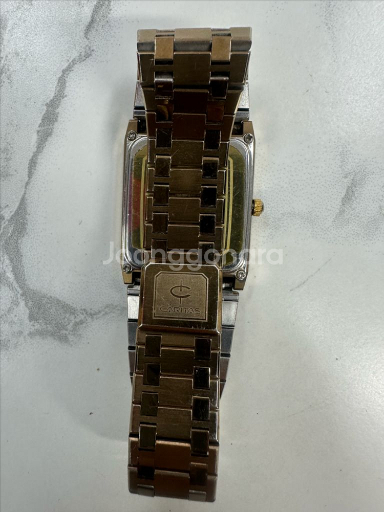 카리타스(Caritas) 올골드 사각형 빈티지 쿼츠시계--5