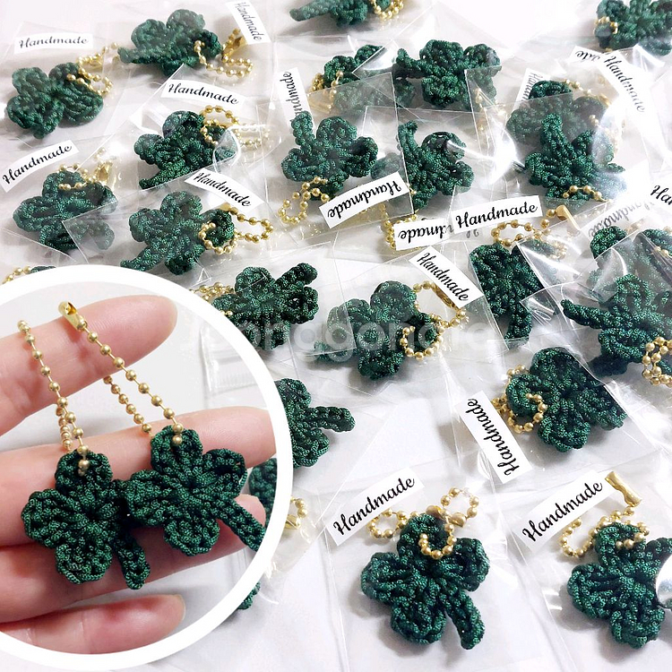 개당천원)핸드메이드 네잎클로버 뜨개 키링--0