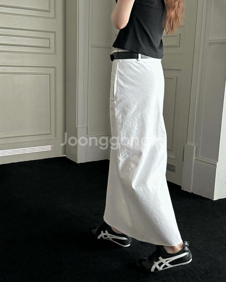 르에브 leve 코튼 화이트 롱스커트--3