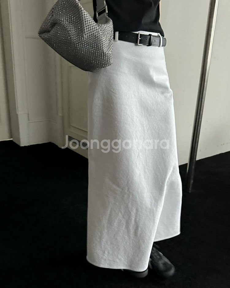 르에브 leve 코튼 화이트 롱스커트--1