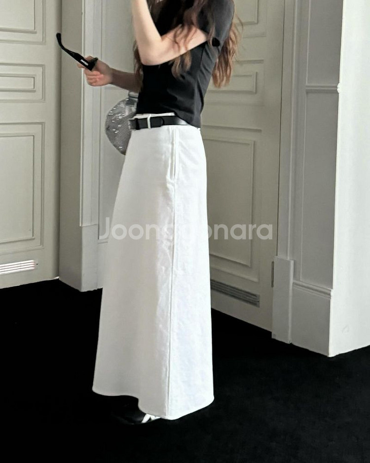 르에브 leve 코튼 화이트 롱스커트--2