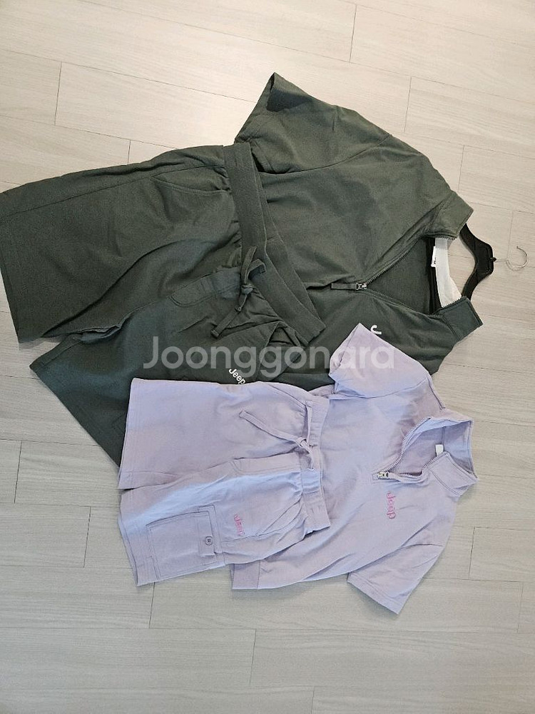 지프 M-logo 반팔 집업 & 반바지 셋업--0