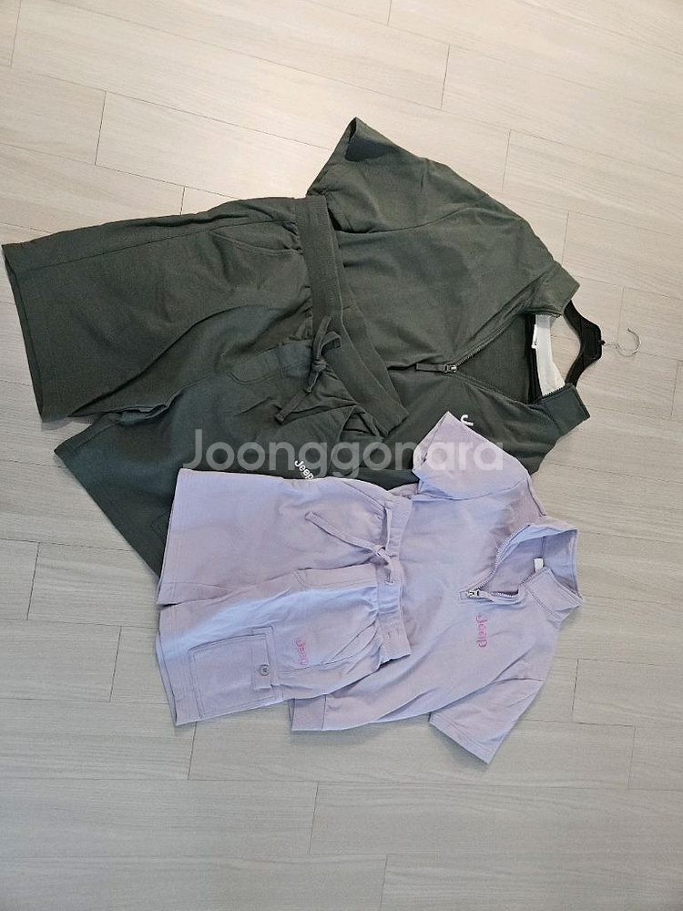 지프 M-logo 반팔 집업 & 반바지 셋업--1