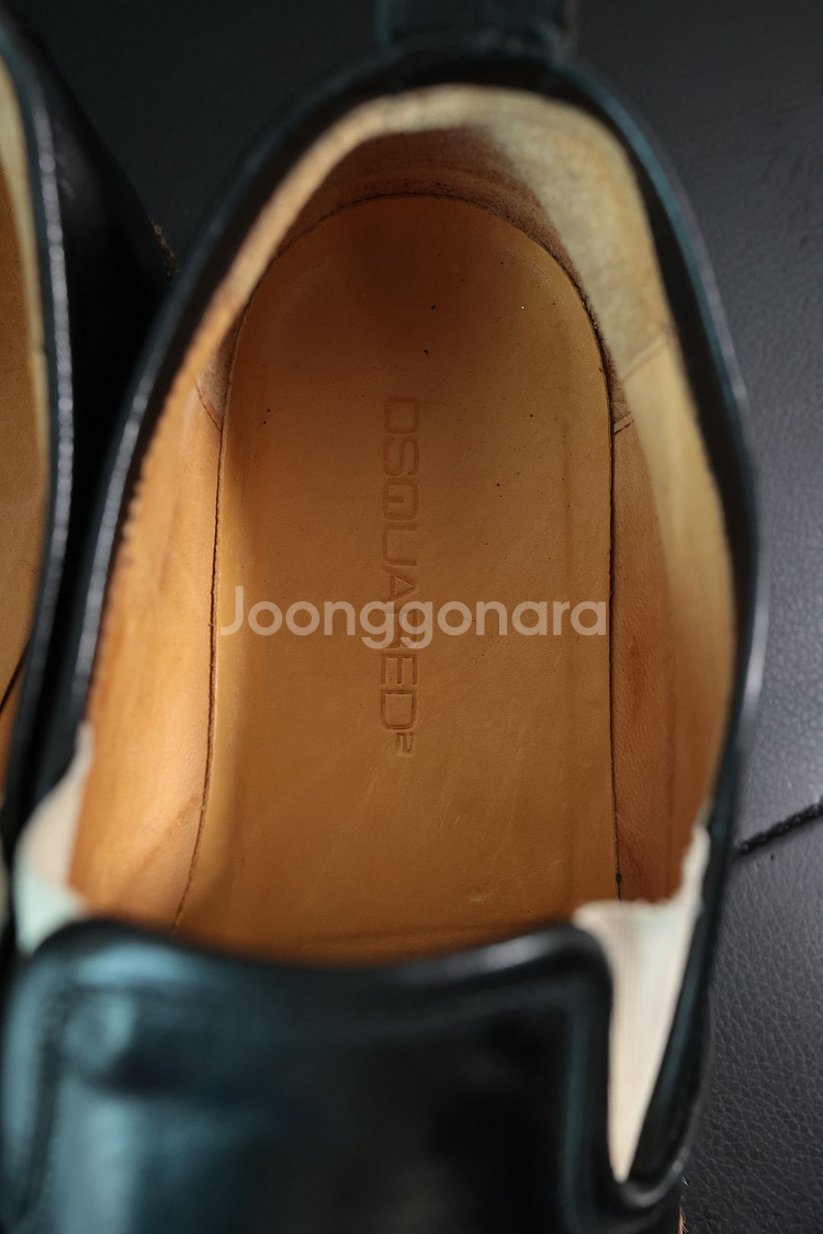 디스퀘어드2 블랙 레더 슬립온 270--2