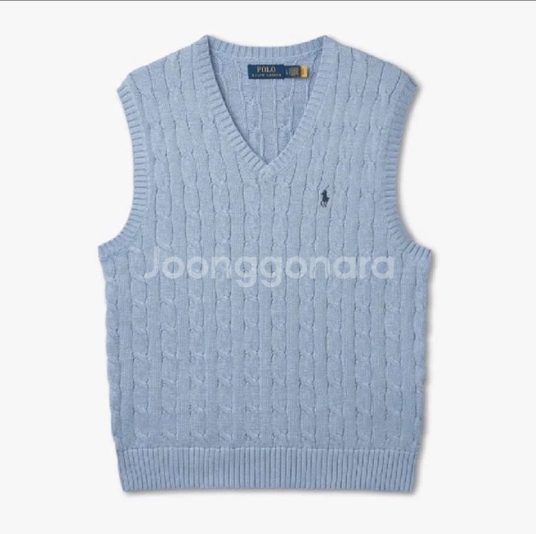 폴로 랄프로렌 케이블 니트 베스트 하늘색--0