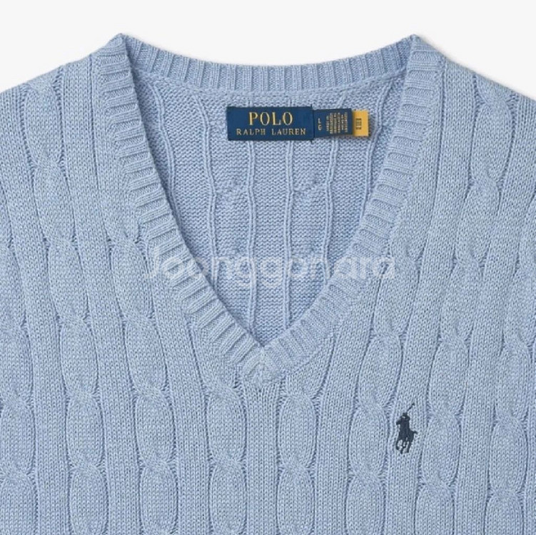 폴로 랄프로렌 케이블 니트 베스트 하늘색--2