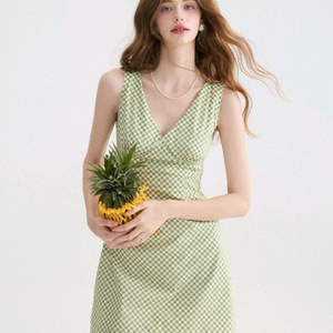 신스덴 그린 체크 원피스