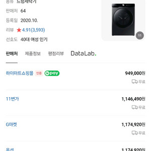삼성 그랑데 세탁기 AI 이녹스 WF24T8500K