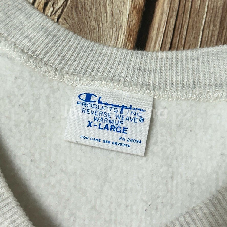 챔피온 리버스위브 블루택 스웻셔츠 오트밀 색상 XL--4