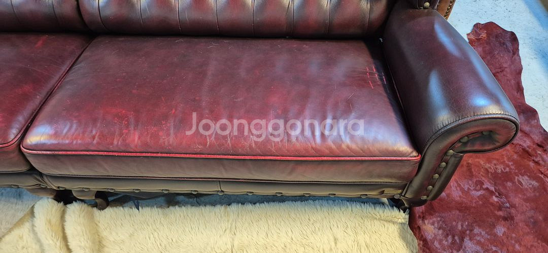 체스터필드 이태리 전체 천연가죽 4인+1인 소파--4