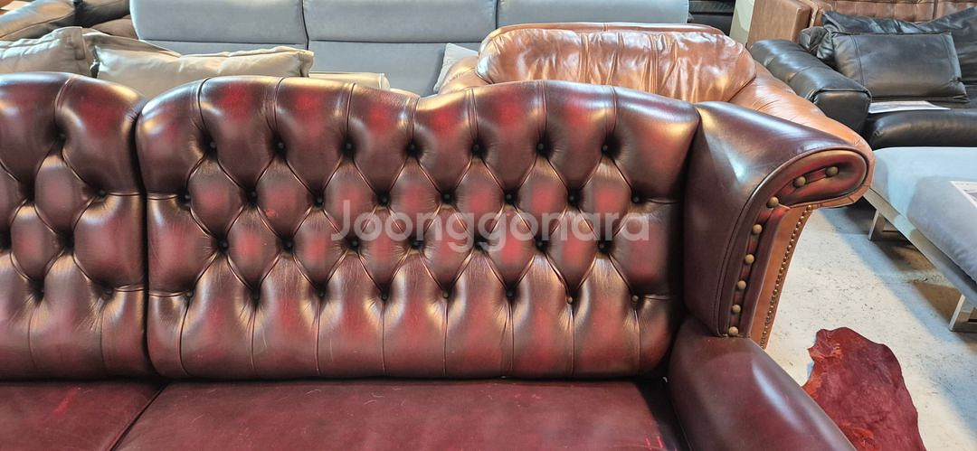 체스터필드 이태리 전체 천연가죽 4인+1인 소파--5