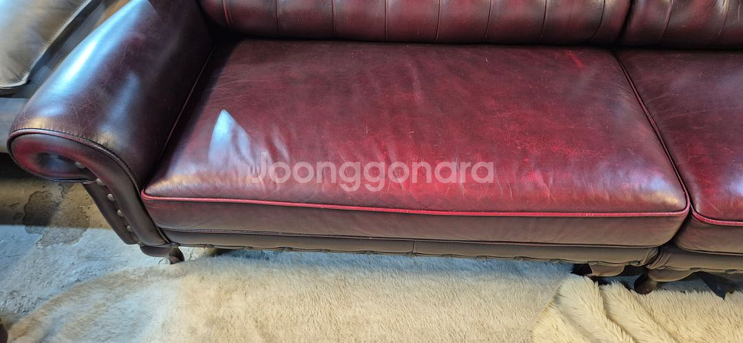 체스터필드 이태리 전체 천연가죽 4인+1인 소파--6