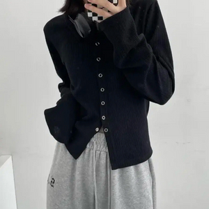 에이블리 카라 똑딱이 집업 가디건