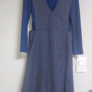 프랑스 끌로디 피에로 프린지 슬리브리스 체크 원피스