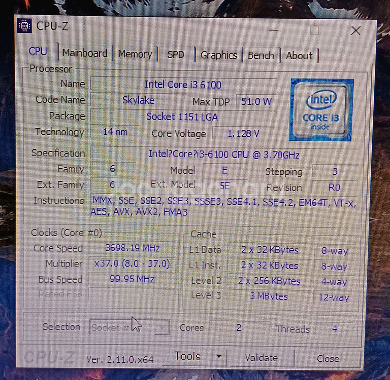 인텔 cpu i3 6100--2
