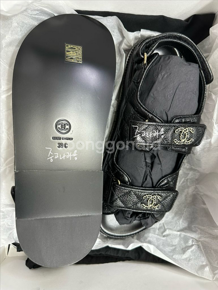 샤넬 벨크로 샌들 블랙39--1