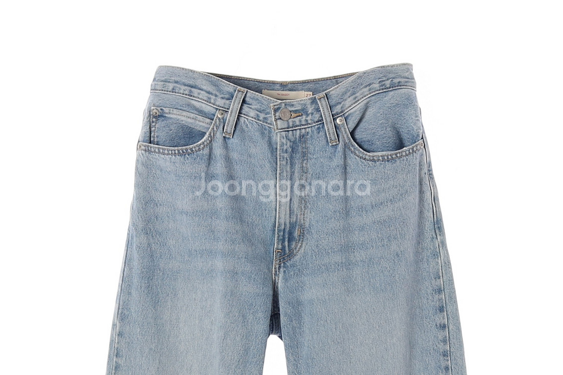 [S]리바이스 W27 연청 와이드 배기진 데님 청바지--1