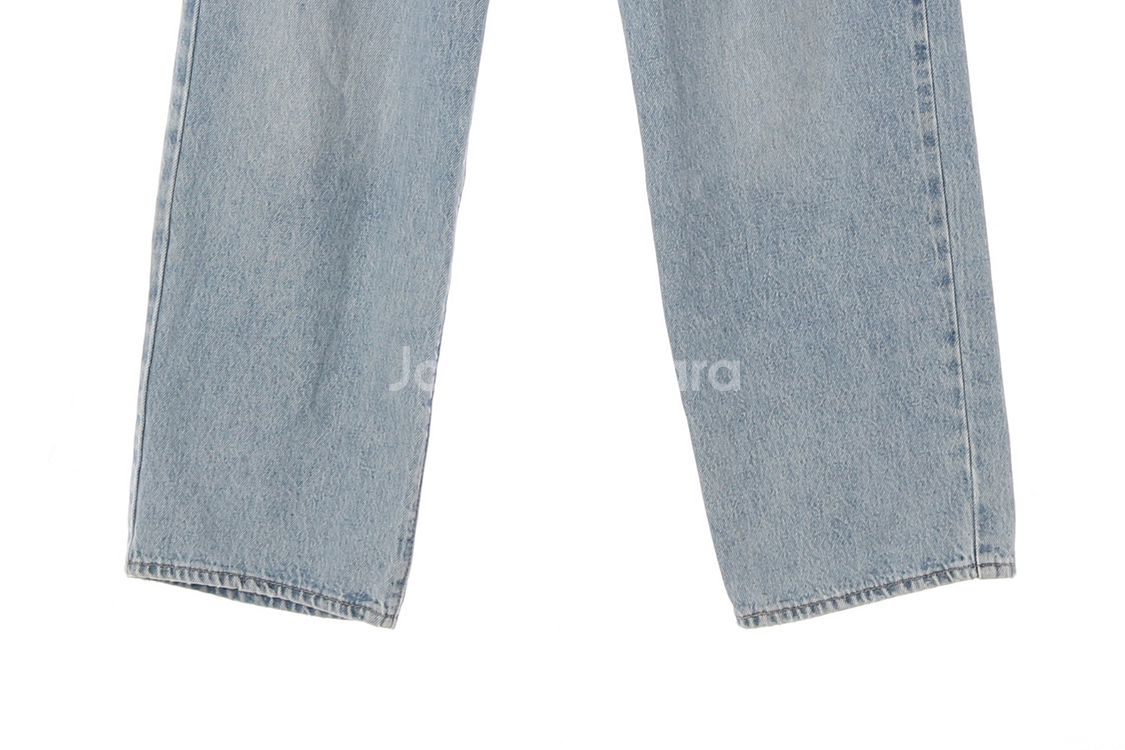 [S]리바이스 W27 연청 와이드 배기진 데님 청바지--3