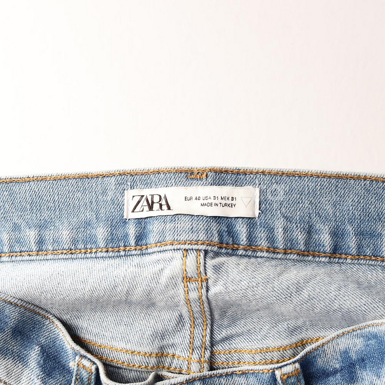 [L]자라 W31 연청 워싱 데님 청바지--5