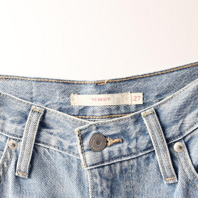 [S]리바이스 W27 연청 와이드 배기진 데님 청바지--5