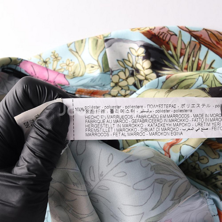 [L]자라 핑크 트로피컬 패턴 리본 타이 매듭 셔츠 블--5