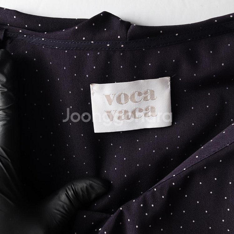 [M]보카바카 네이비 도트 패턴 러플 반팔 롱 원피스--5