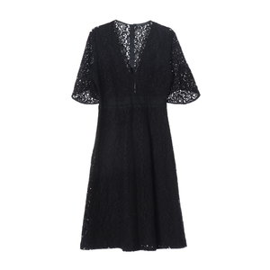 [M]자라 블랙 플로럴 레이스 반팔 롱 플레어 원피스