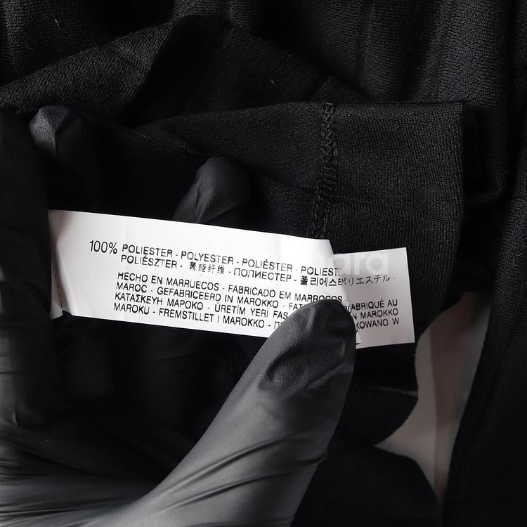 [M]자라 블랙 스트라이프 패턴 모크넥 오버핏 반팔 티--5