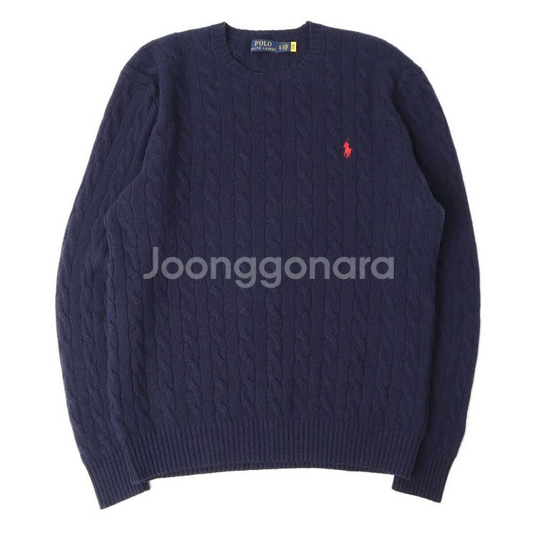 폴로 신형 네이비 울/캐시미어 케이블 니트--0