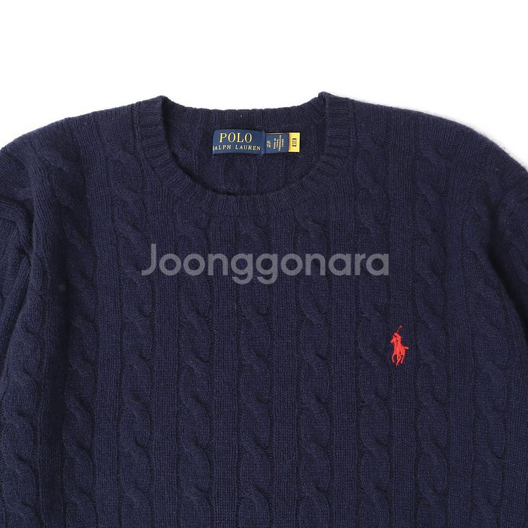 폴로 신형 네이비 울/캐시미어 케이블 니트--2