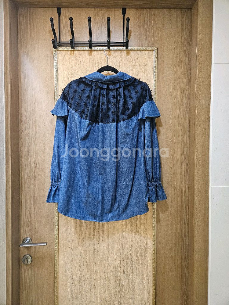 한섬 오즈세컨 레이스 데님 셔츠 블라우스--4