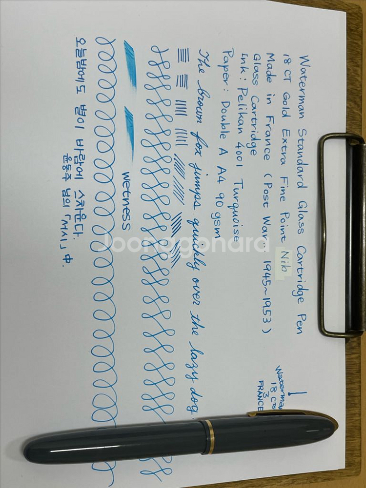 워터맨 만년필 스탠다드 글래스 카트리지 펜 18K EF--9