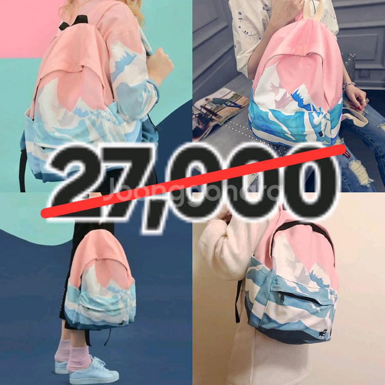 급처)(미사용) 귀여운 파스텔 배색 백팩 가방--0