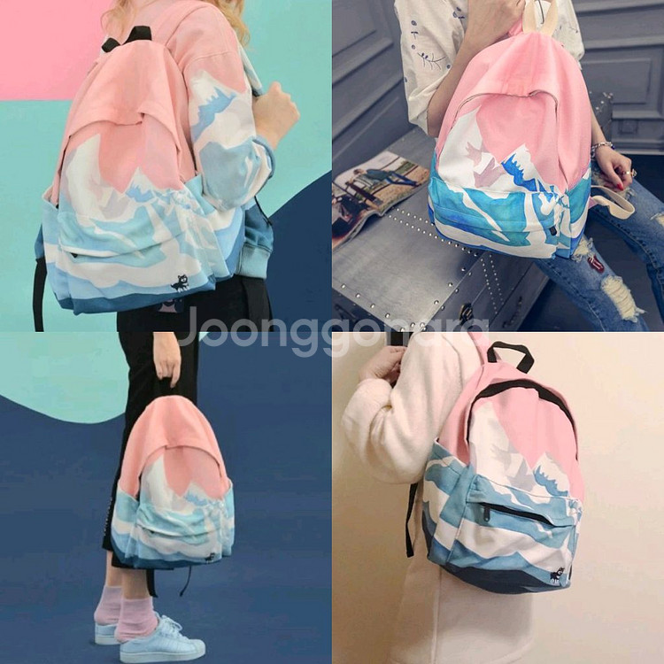 급처)(미사용) 귀여운 파스텔 배색 백팩 가방--3