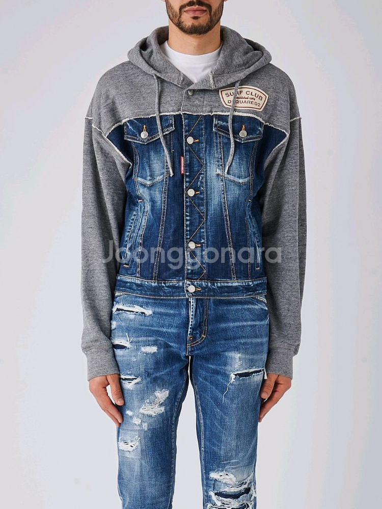 디스퀘어드 데님후드 자켓--5