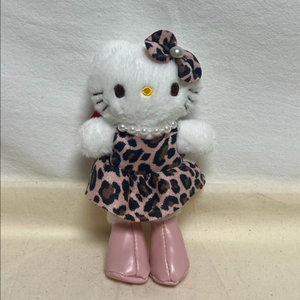 헬로키티 롱다리 가죽 핑크 호피 레오파드 키링