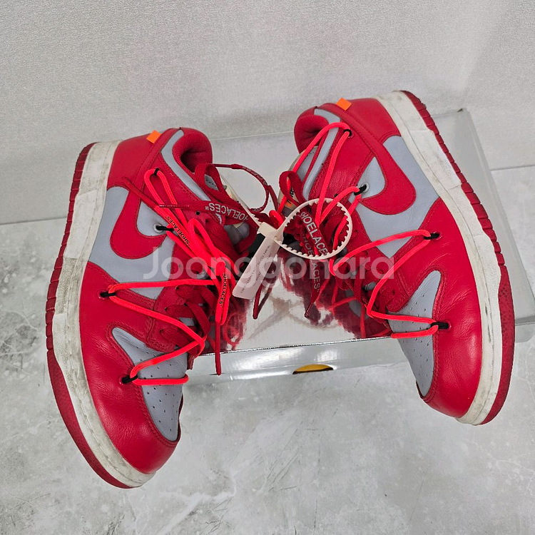 나이키 x 오프화이트 덩크 레드 275사이즈--4