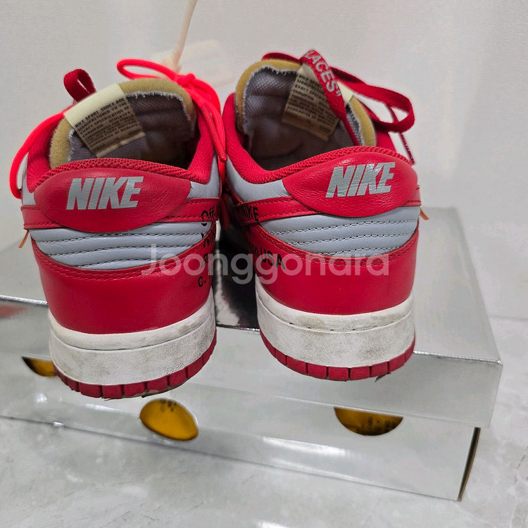 나이키 x 오프화이트 덩크 레드 275사이즈--5