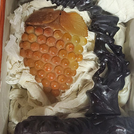 [골동품] 천연수산옥 포도문 좌대 장식품