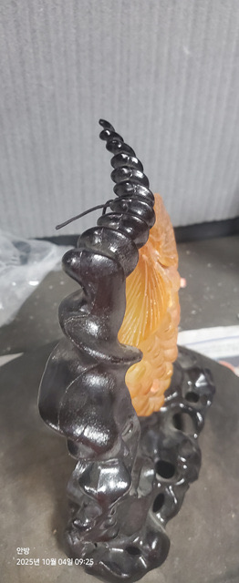 [골동품] 천연수산옥 포도문 좌대 장식품--6