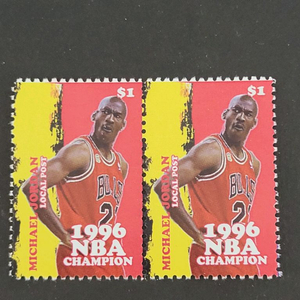 1996년 미국NBA농구계 황제 마이클조던기념 우표 M 이미지