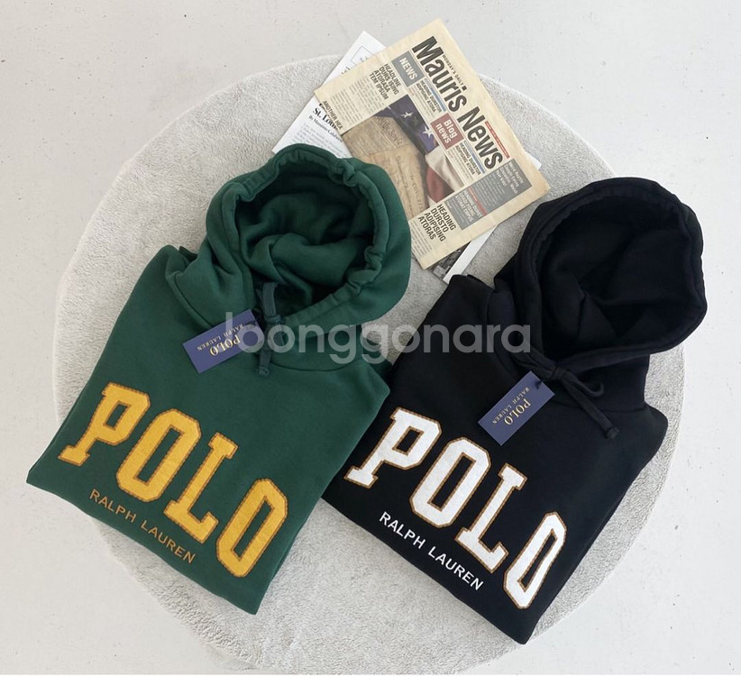 폴로 플리스 로고 후드--0