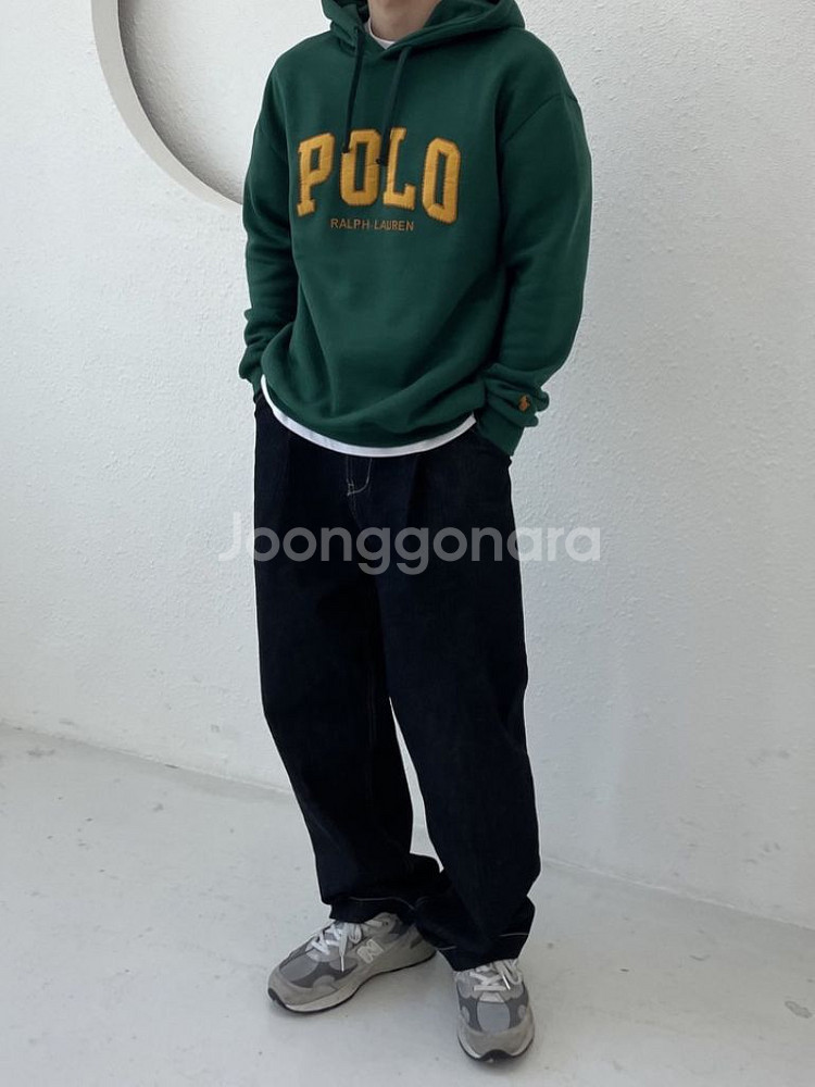 폴로 플리스 로고 후드--5